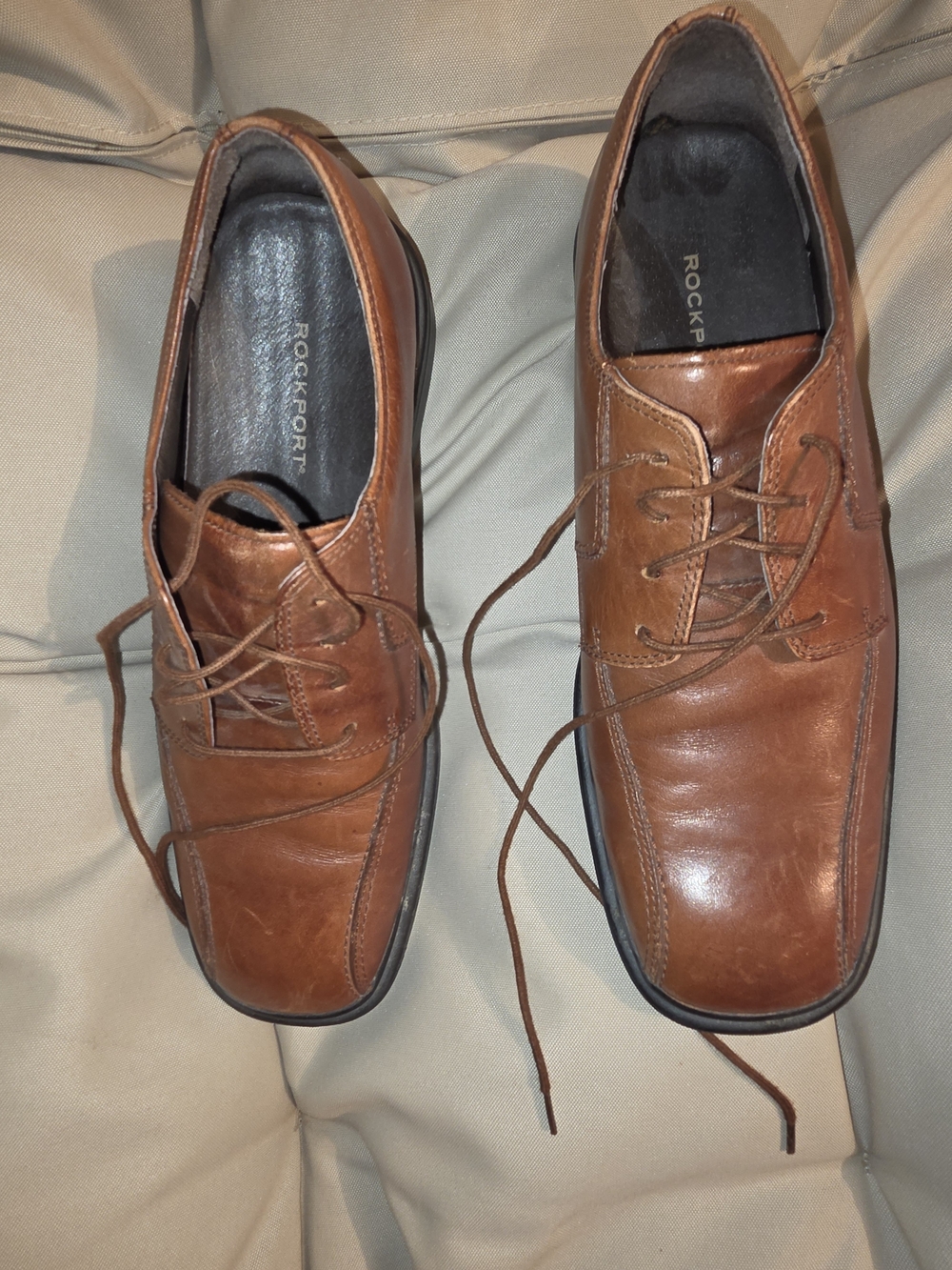 Rockport Men's Cognac Brown Leather Lace-Up Oxfords